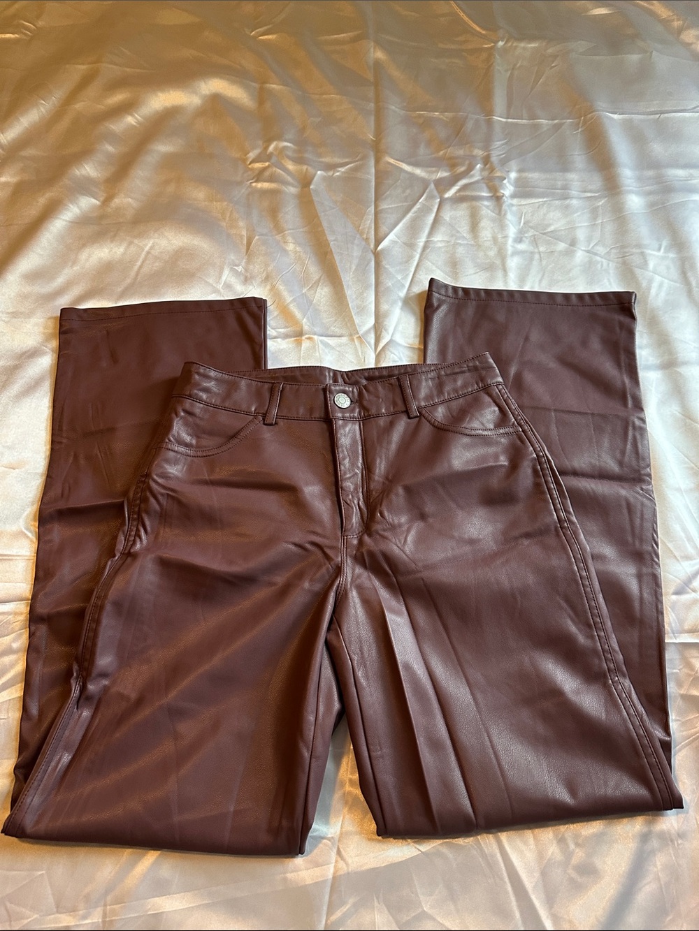 Garage Women's Brown Faux Leather Straight-Leg Pants